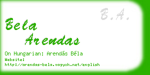 bela arendas business card