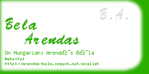 bela arendas business card
